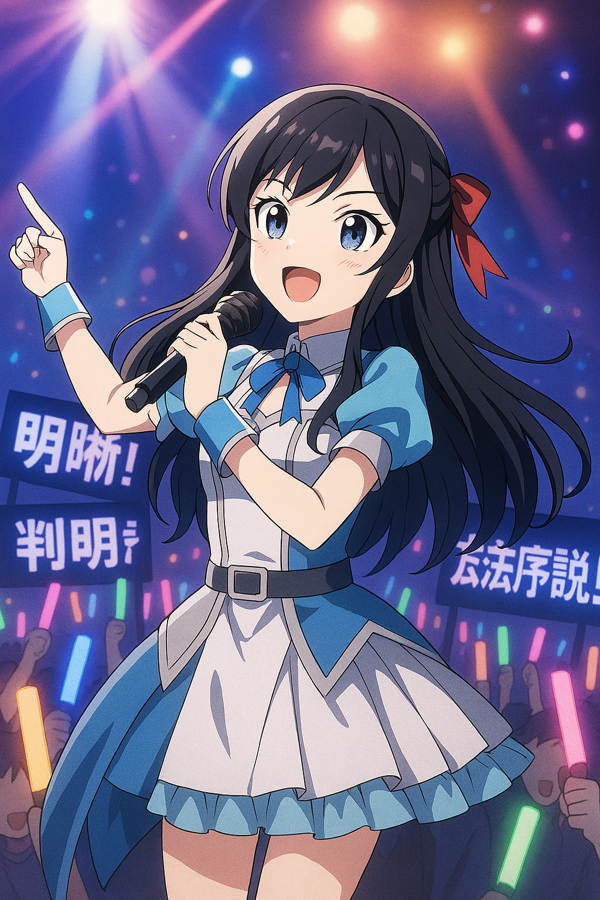 かわいいアイドルのデカちゃんがライブで歌っている